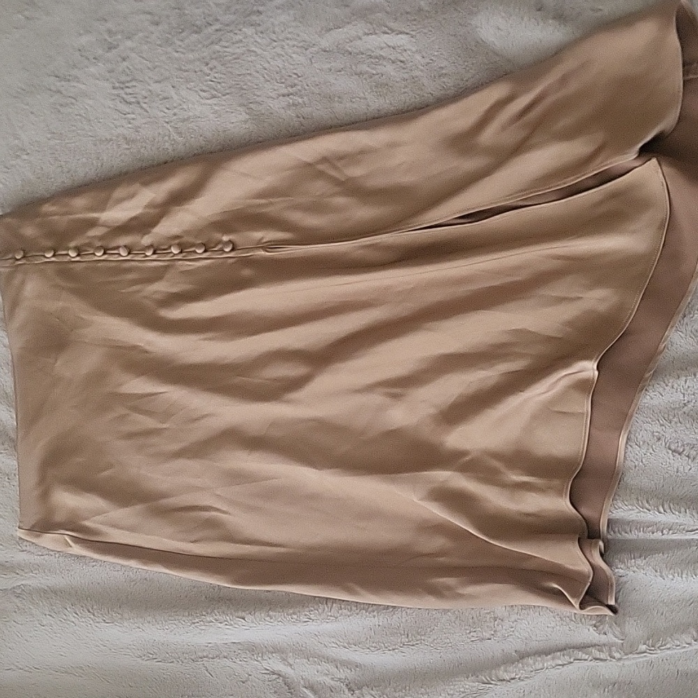 Vici Beige Midi Skirt with Button Accents
